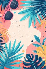 Fototapeta na wymiar Tropical Serenity - Beach Chair and Umbrella Illustration - Vacation and Relaxation Scene - Generative AI