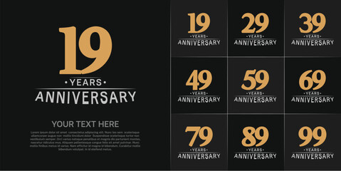 Set of Anniversary Logotype brown and gray color can be use for special day celebration