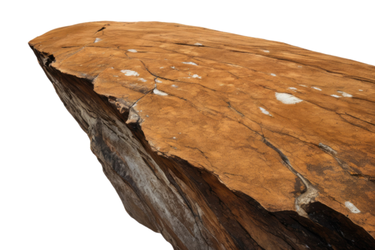 A high quality stock photograph of a single brown heavy rock isolated on a white background