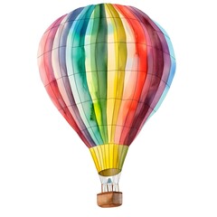 Watercolor Hot Air Balloon Illustration on White