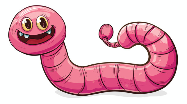 Pink worm cartoon isolated illustration isolated on