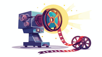 Projector and film strip cinema movie vector illustr