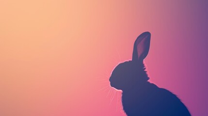Stylized Bunny Silhouette - Easter Serenity - Modern Gradient Backdrop - Sophisticated Digital Art - Generative AI Cunning - obrazy, fototapety, plakaty