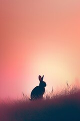 Easter Bunny Silhouette - Dusk Hues - Minimalist Easter Vertical Background - Serenity and Warmth - Generative AI