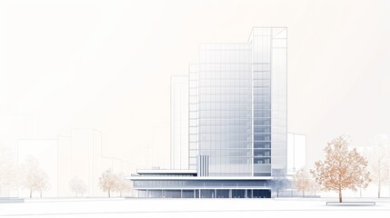 Architectural Elegance - Modern Office Building Outline - Minimalist Corporate Background - Generative AI