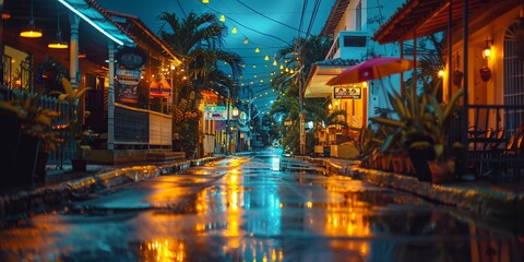 A rainy evening in the Dominican Republic - obrazy, fototapety, plakaty
