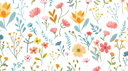 Seamless floral pattern isolated on white background