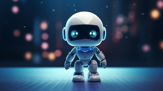 cute white robot on a colored background