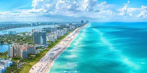 Tableaux ronds sur plexiglas Skyline Miami Beach, Florida