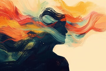 Whispers of the Mind - Surreal Emotion and Colored Symphony - Artistic Minimalism - Generative AI - obrazy, fototapety, plakaty