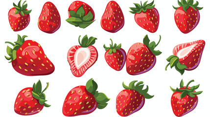 Strawberry red berries cartoon collection isolated i