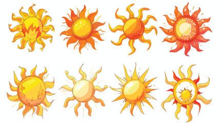 Sun icon set. Brightness Icon vector isolated on whi