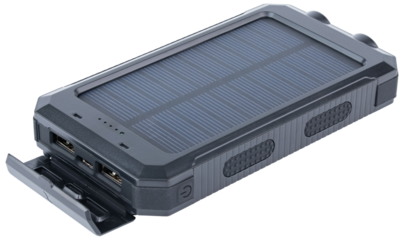 Power bank. Solar charger power bank can recharge through by the sunlight outlet. Large capacity power bank. Flashlight with solar panels. Power bank USB Type-C for smartphone, phone. Low battery