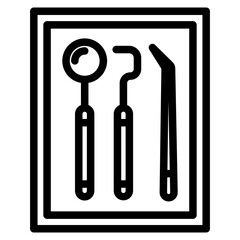 Dental Tools Icon Isolated Black and White Vector