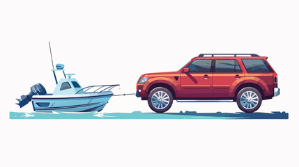 Suv towing boat vector illustration graphic design i