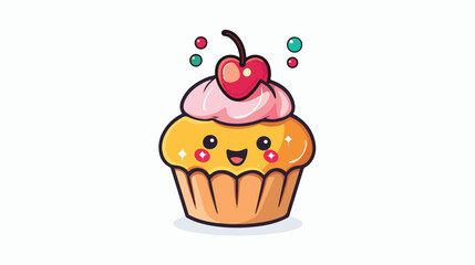 Sweet and delicious cupcake kawaii character isolate