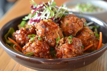 Chicken meatballs that have been fried