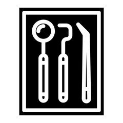 Dental Tools Icon Isolated Black and White Vector