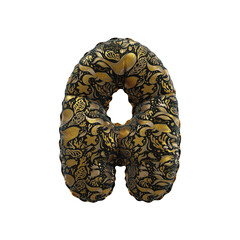 3D inflated balloon letter A with black & gold colored sea life design for children