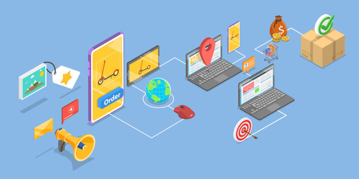 3D Isometric Flat Vector Illustration of Remarketing, Retargeting Marketing Campaign