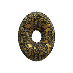 3D inflated balloon Number 0 with black & gold colored sea life design for children