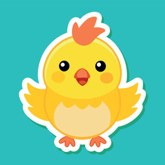 Chicken Sticker Vector Art Illustration
