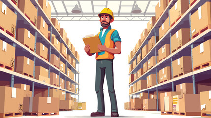 Warehouse worker logistics job concept isolated on w - obrazy, fototapety, plakaty