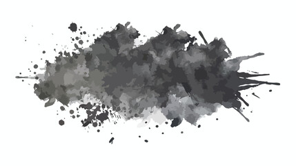 Watercolor black and gray grey texture splash isolat
