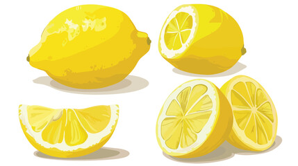 Whole and slice lemon citrus vector illustration iso