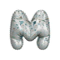 3D inflated balloon letter M with silver colored sea life pattern for children