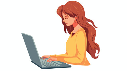 Woman cartoon with laptop on computer design Girl fe