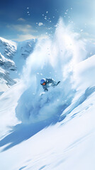 Winter sport snow, snow in the mountains for ski and snowboard, wintersport