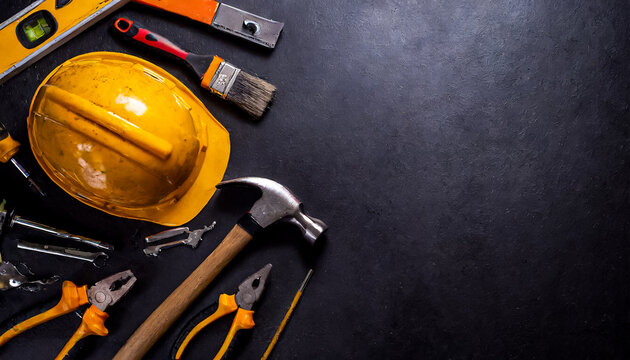 CAPACETE DE PROTE&Ccedil;&Atilde;O EM UM CONCEITO DE CANTEIRO DE OBRAS DA CONSTRU&Ccedil;&Atilde;O CIVEL , FAZENDO RELA&Ccedil;&Atilde;O COM A SEGURAN&Ccedil;A DO TRABALHO E O DIA DO TRABALHADOR.