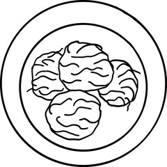 Potato latkes. Jewish food. Hand drawn vector ink illustration.