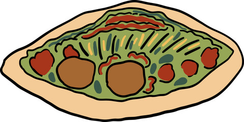 Falafel. Jewish food. Hand drawn vector ink illustration.