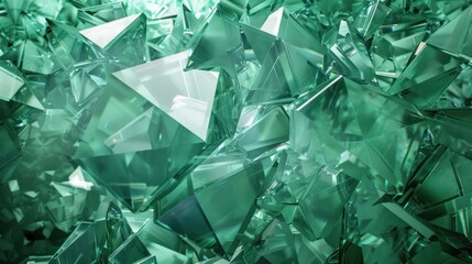 Abstract green crystalline structure close-up. Geometric digital art.