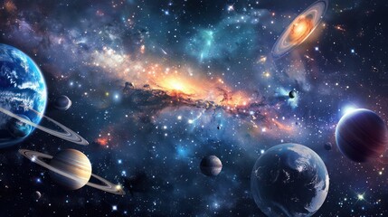 Wallpaper of Space, Galaxy, Planets and Stars