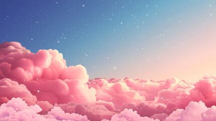 Sugar cotton pink clouds design background. Generative Ai