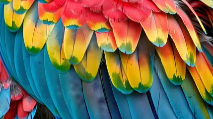 Wandaufkleber Birds different color feather texture wallpaper background © Irina