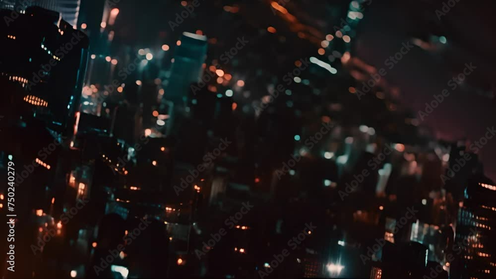 Poster night view of a cityscape from a skyscraper generative ai