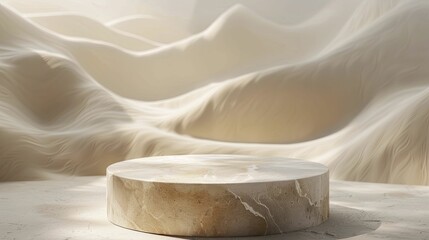 Abstract desert landscape podium, creating a unique backdrop for eco friendly products.