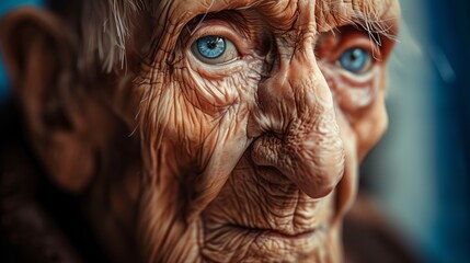 Sad depressed desperate grieving crying senior man with folded hands and tears eyes during trouble, life difficulties, depression and mental emotional problems