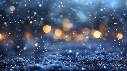 Poster Winter night sparkles with snowflakes, inspiring holiday beauty and fashion items for the season. © Kanisorn