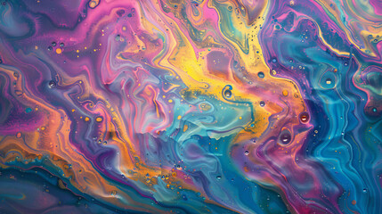 Vibrant swirls of pink, blue, and yellow create a mesmerizing abstract design, resembling a psychedelic experience