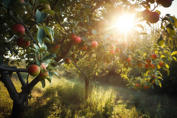 Apples on trees - obrazy, fototapety, plakaty