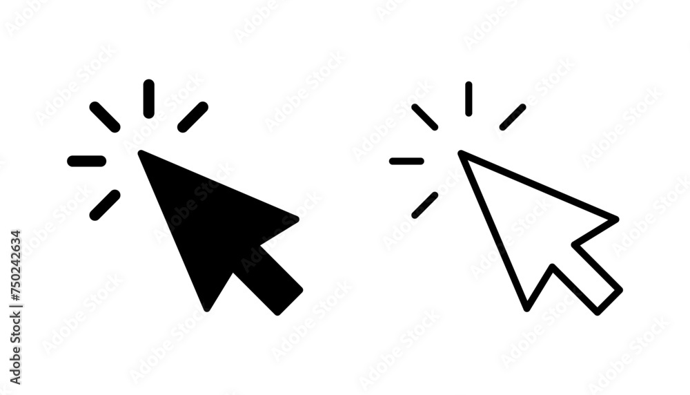 Poster click icon set. pointer arrow icon. cursor icon vector