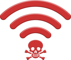 WIFI DANGER 3D SYMBOL for Electromagnetic Hypersensitivity - EHS - indicating that electromagnetic fields can impact negatively the health of sensitive people and wildlife,