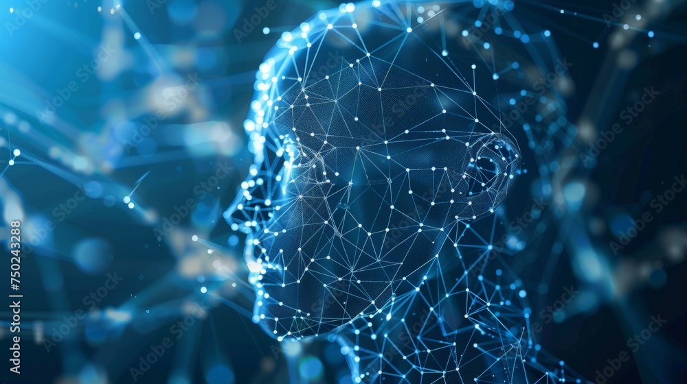 Poster artificial intelligence concept. communication network.
