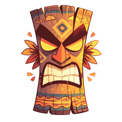 Angry Face Mask From the Tiki Island with the Bright Colour As the Ornament with PNG Image Vector Illustration