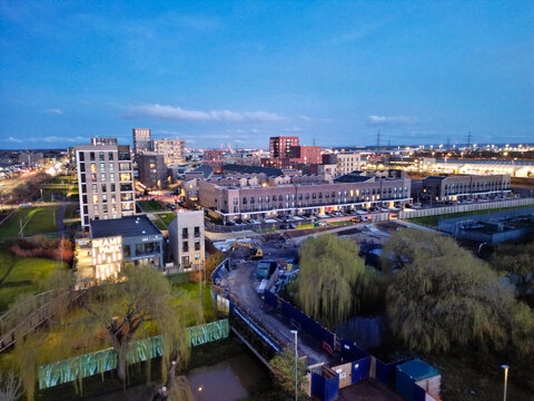 High Angle View of Dagenham London City of England United Kingdom. March 2nd, 2024